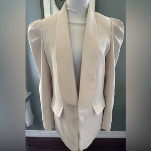 Structured Beige Puff Shoulder Blazer – Size M